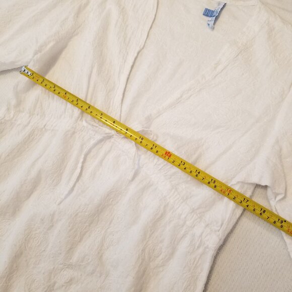 100% Cotton Resort Wear White Floral Textured Bikini Coverup Dress Women Medium - Picture 12 of 14